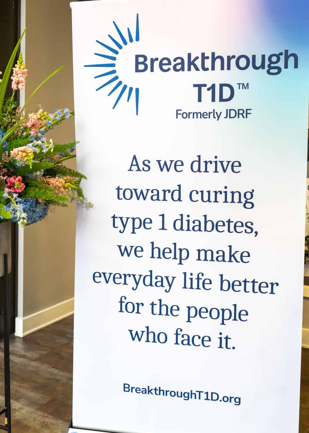 Breakthrough T1D banner promoting diabetes research and support.