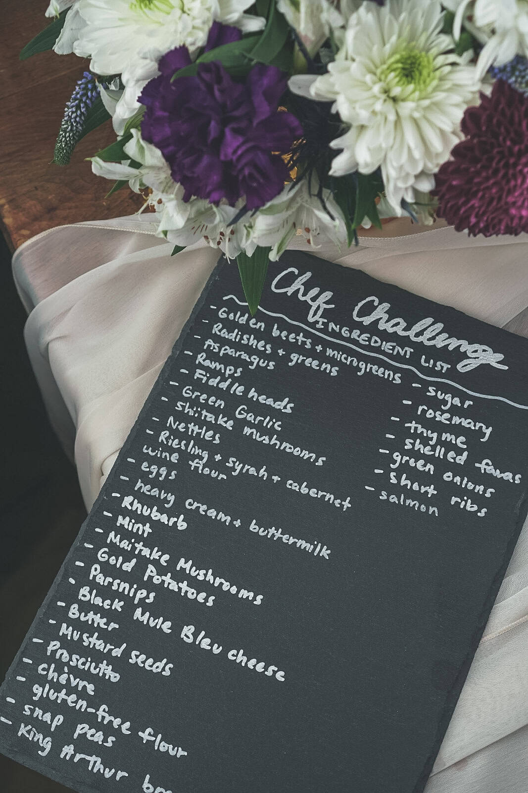 Blackboard menu for SKY Armory Syracuse Chef Challenge event.