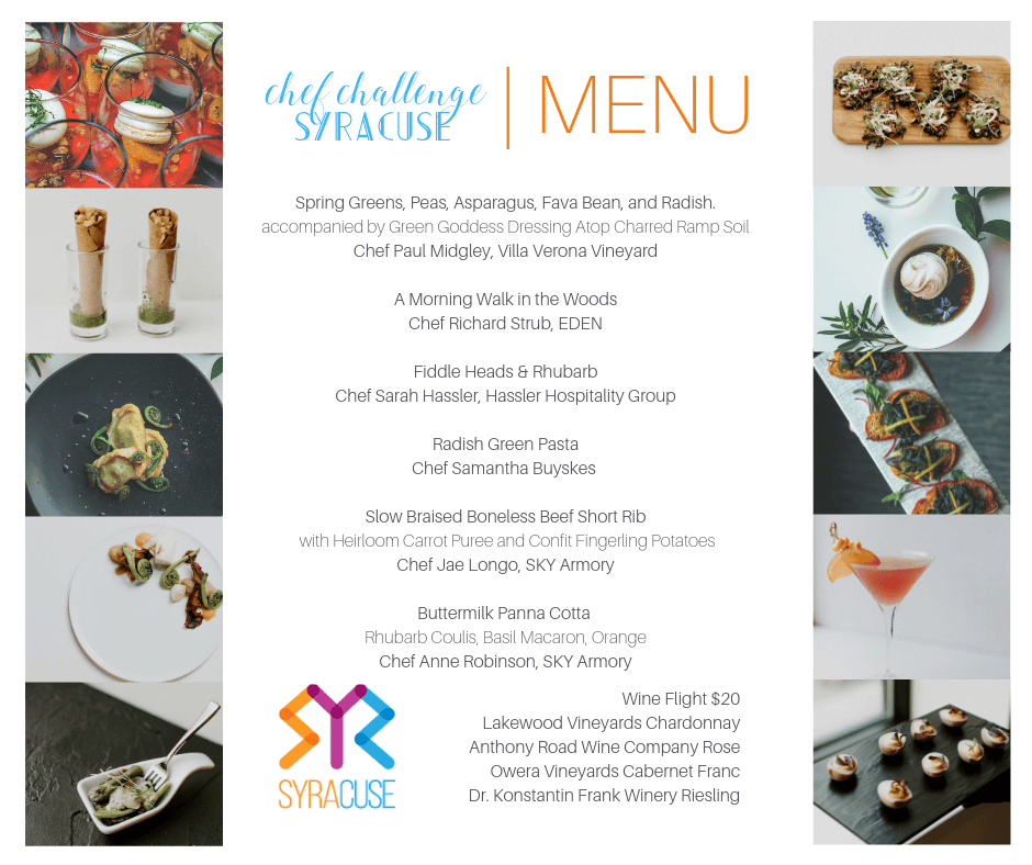 Elegant food presentation at SKY Armory with diverse dishes and drinks.