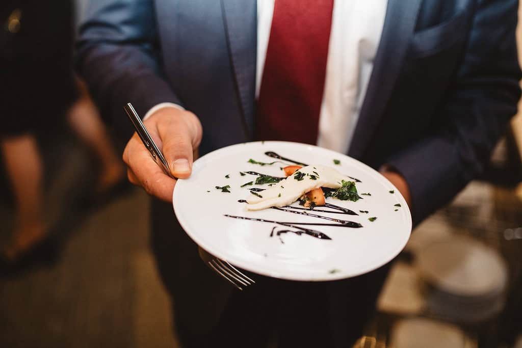 Elegant dish served on a white plate at SKY Armory restaurant.