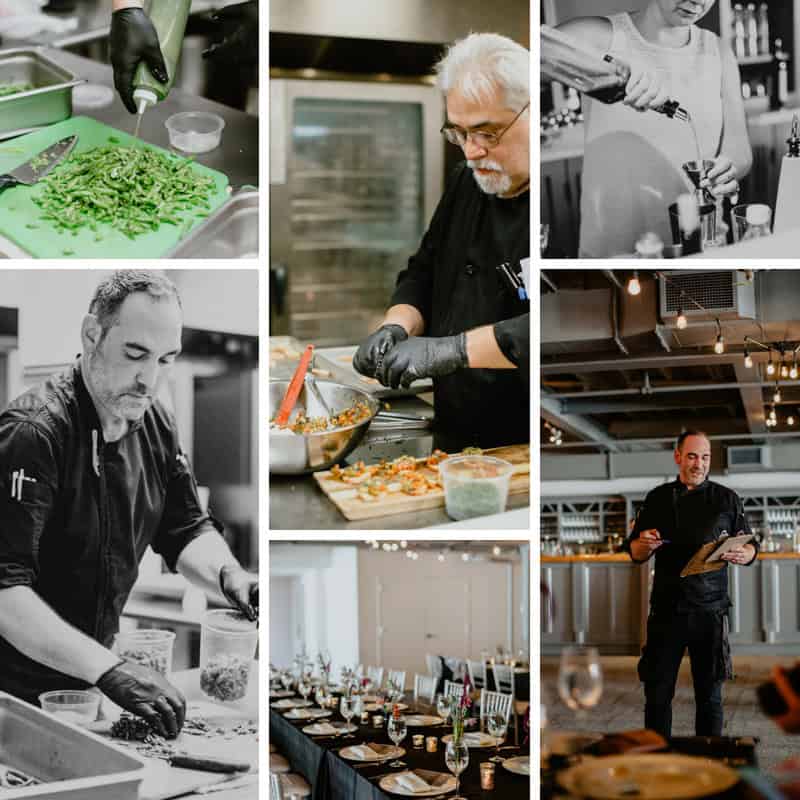 Chefs preparing dishes at SKY Armory during Chef Challenge Syracuse.