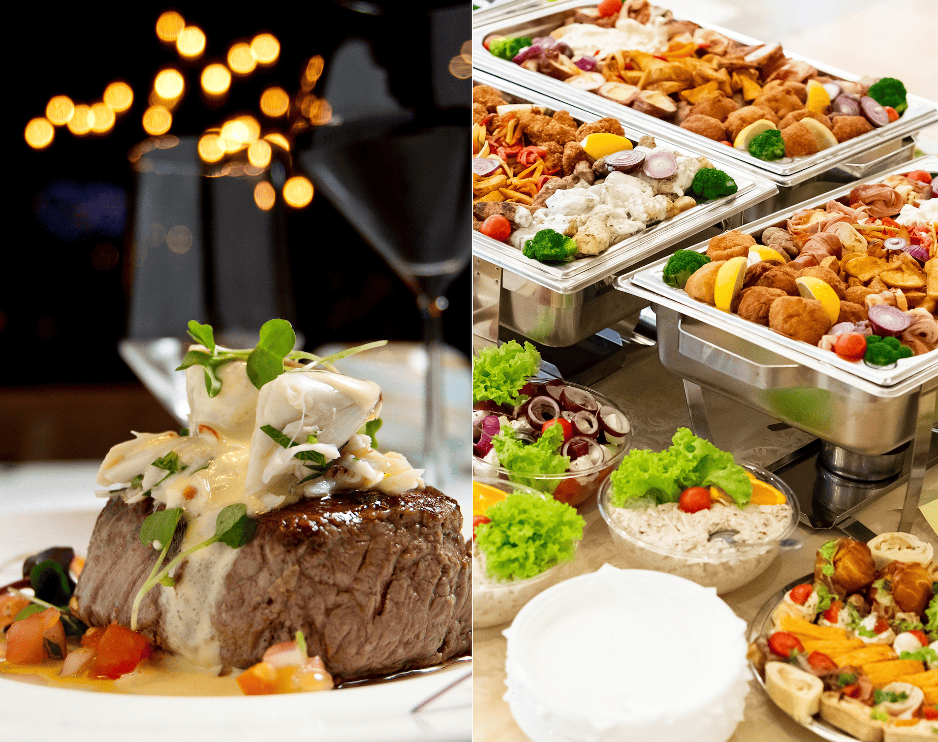 Delicious gourmet food and catering buffet at SKY Armory event.