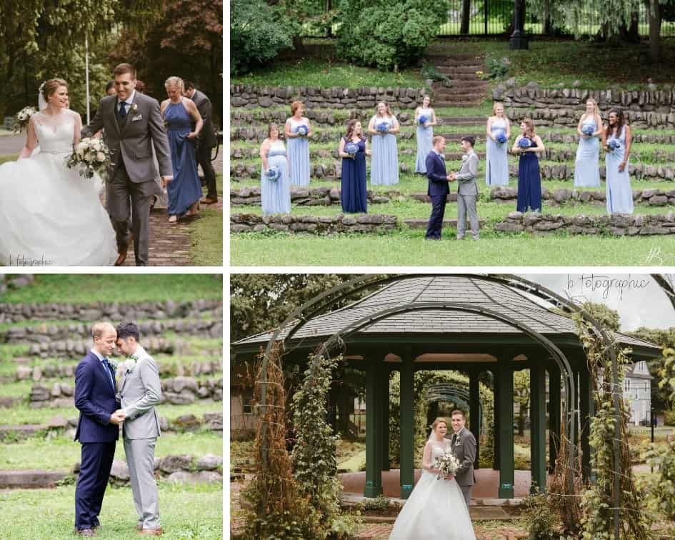 Beautiful wedding photos in downtown Syracuse with outdoor and garden settings.