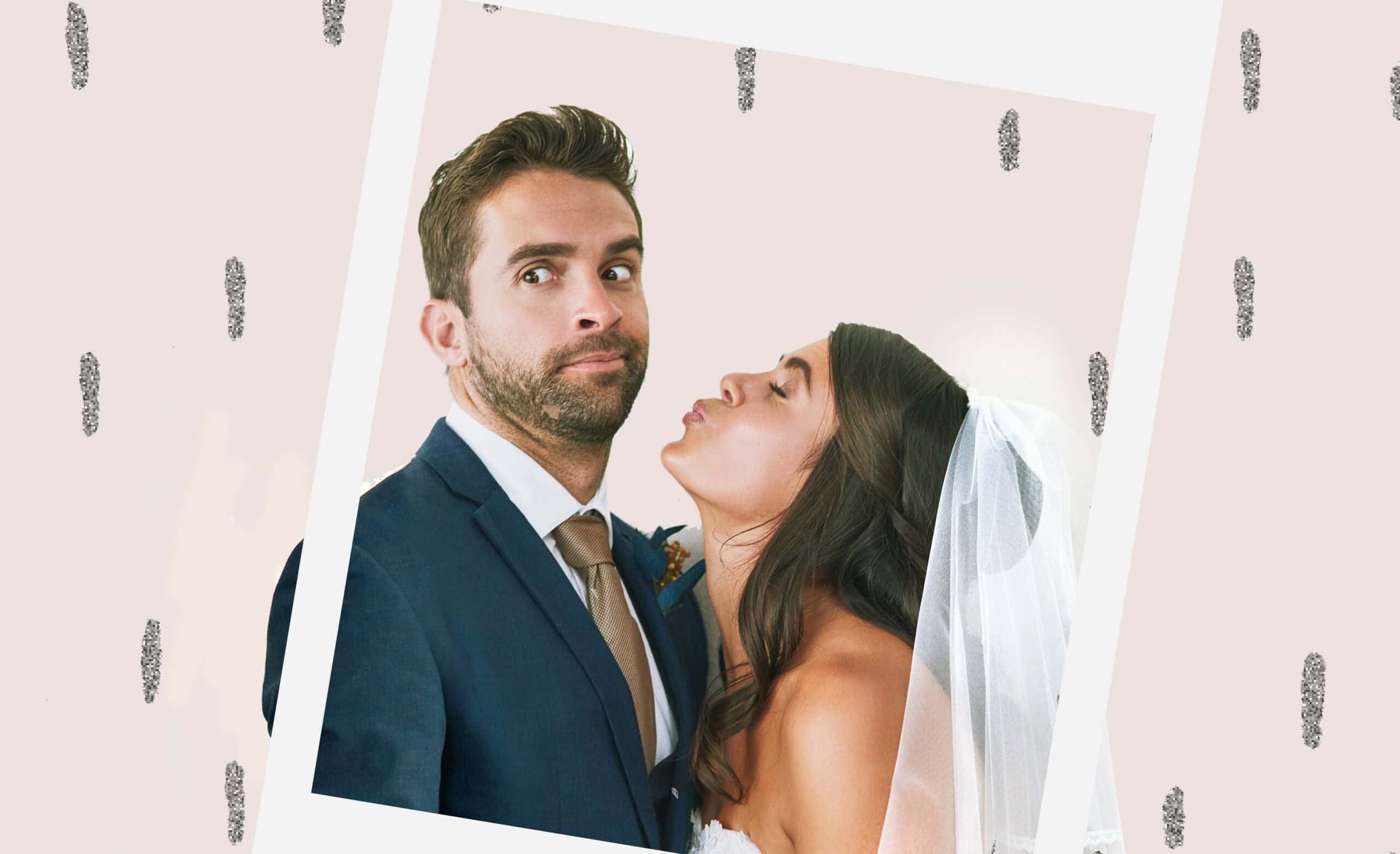 Bride and groom portrait at wedding celebration.